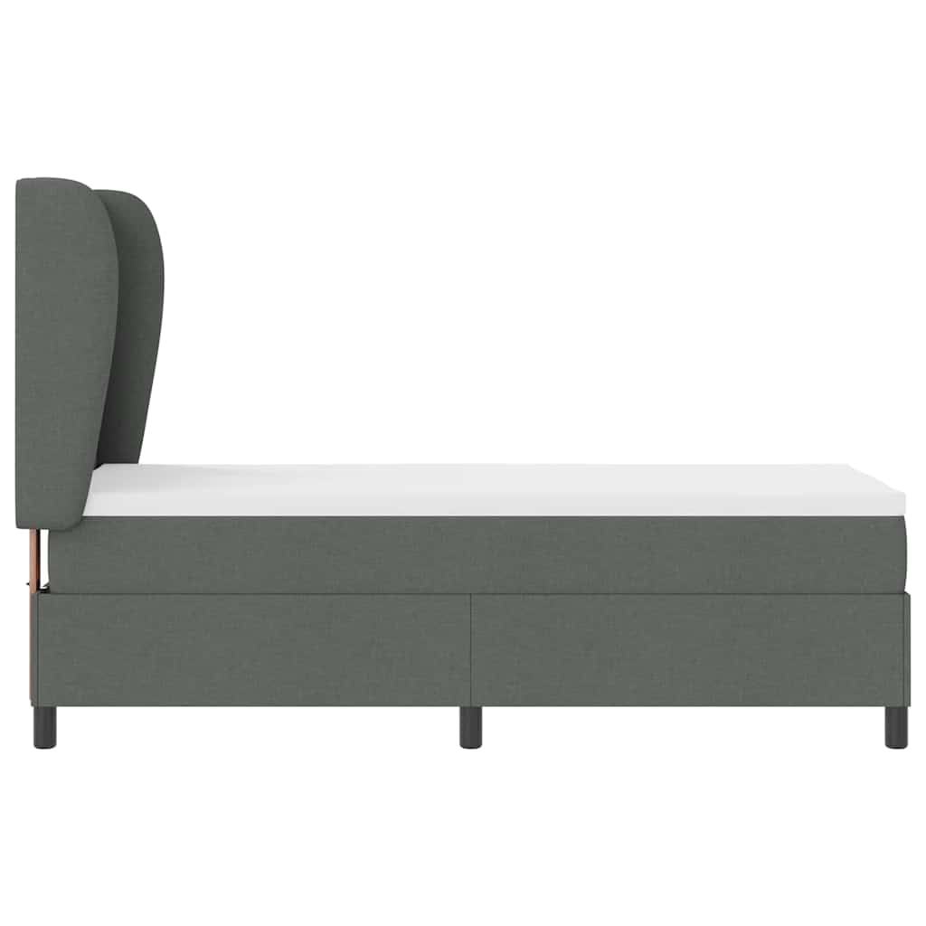 vidaXL Łóżko sprężynowe Z zagłówkiem ciemno szary 80 x 200 cm tkanina