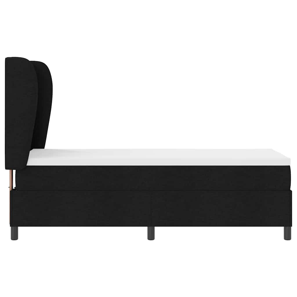 vidaXL Łóżko sprężynowe Z zagłówkiem Czarny 80 x 200 cm tkanina