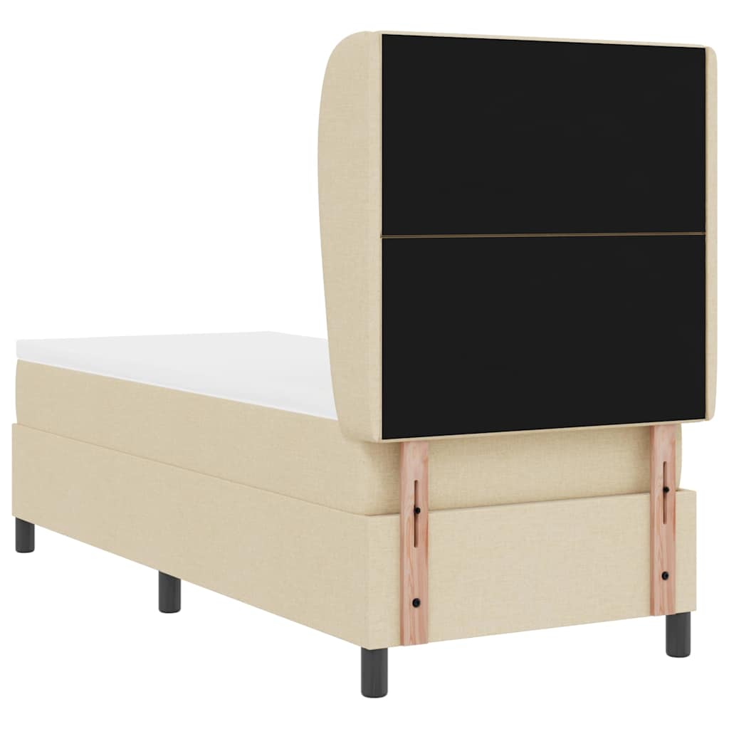 vidaXL Łóżko sprężynowe z poduszką Kremowy 80 x 200 cm tkanina