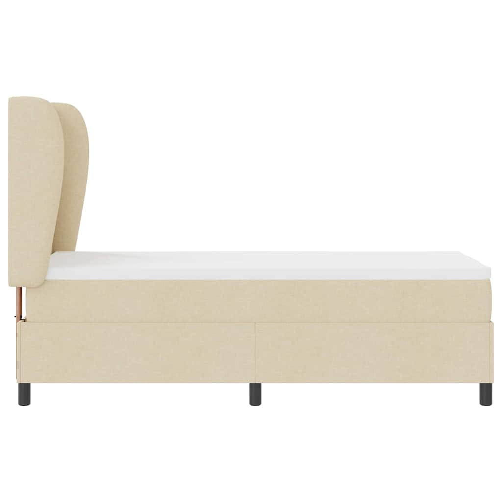vidaXL Łóżko sprężynowe z poduszką Kremowy 80 x 200 cm tkanina