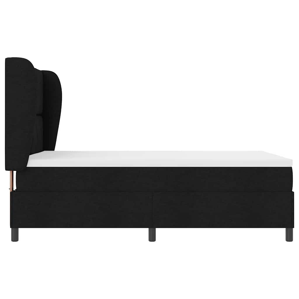 vidaXL Łóżko sprężynowe Z zagłówkiem Czarny 140 x 190 cm tkanina
