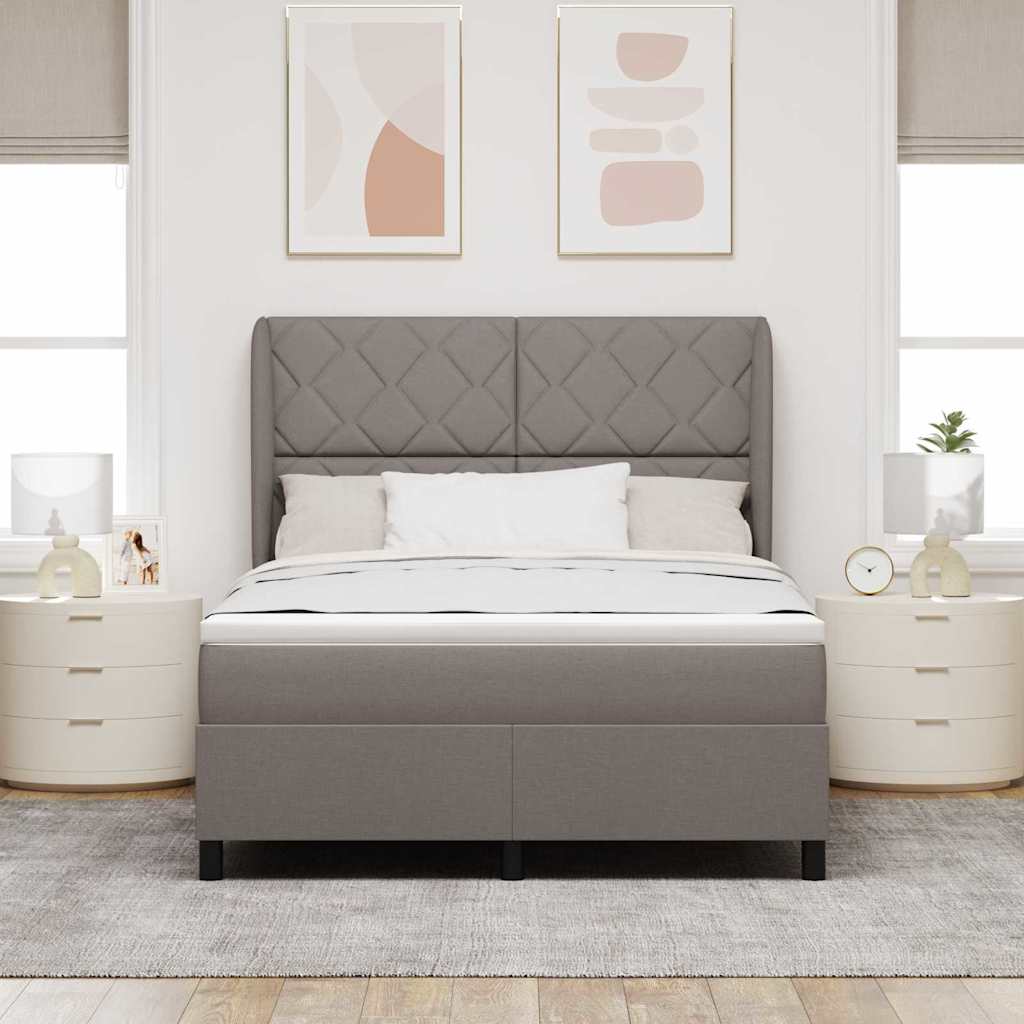 vidaXL Łóżko sprężynowe Z zagłówkiem Ciemnoszary 140 x 190 cm tkanina