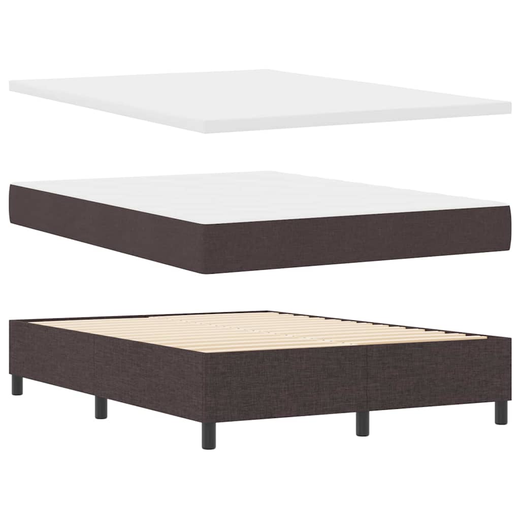 vidaXL Łóżko sprężynowe ciemnobrązowy 140 x 200 cm tkanina