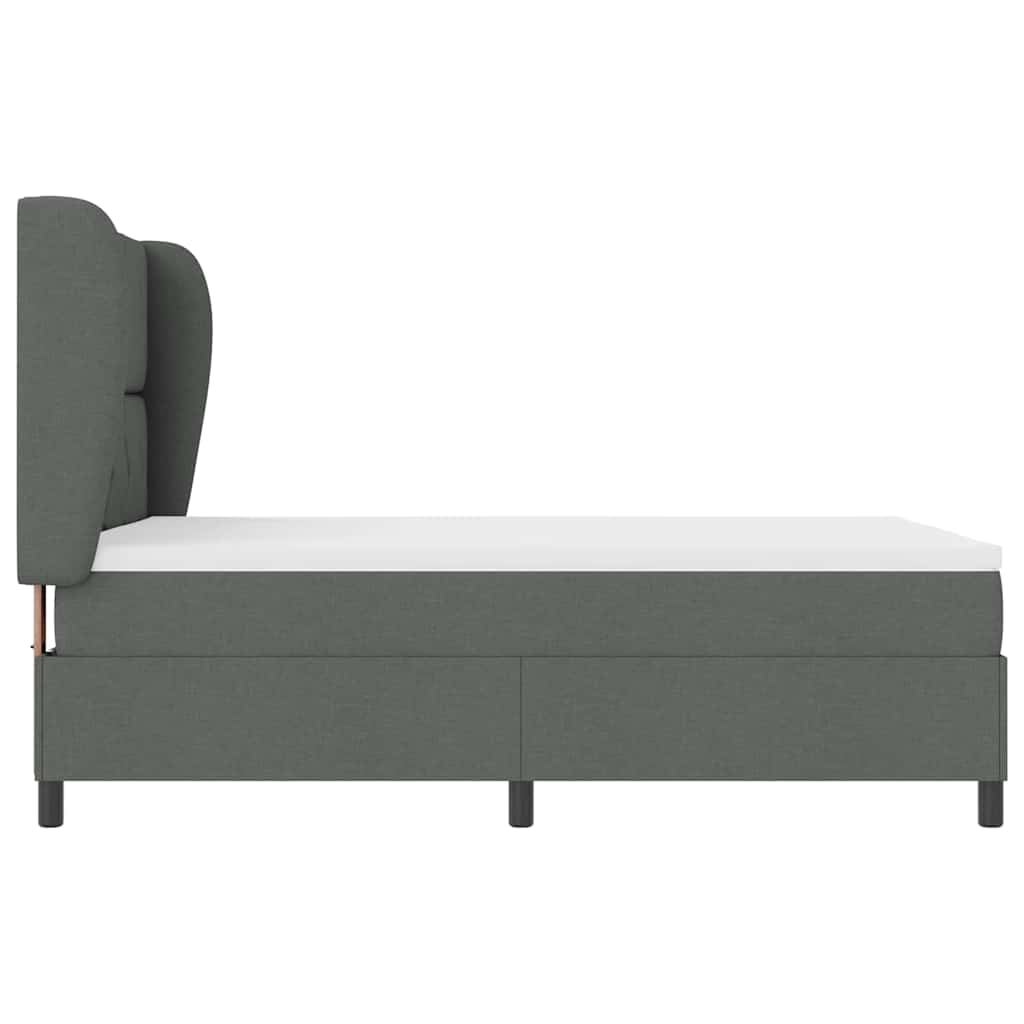 vidaXL Łóżko sprężynowe Z zagłówkiem ciemno szary 160 x 200 cm tkanina