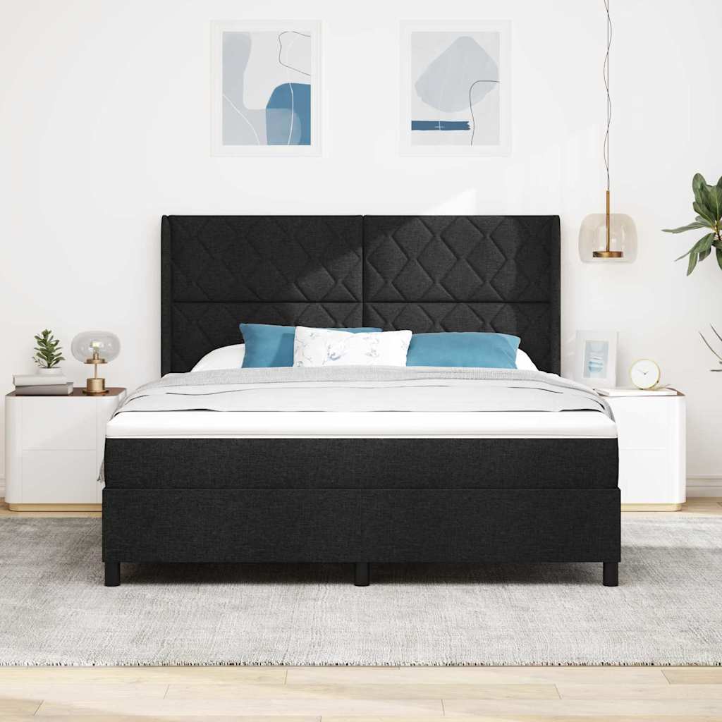 vidaXL Łóżko sprężynowe Z zagłówkiem Czarny 180 x 200 cm tkanina