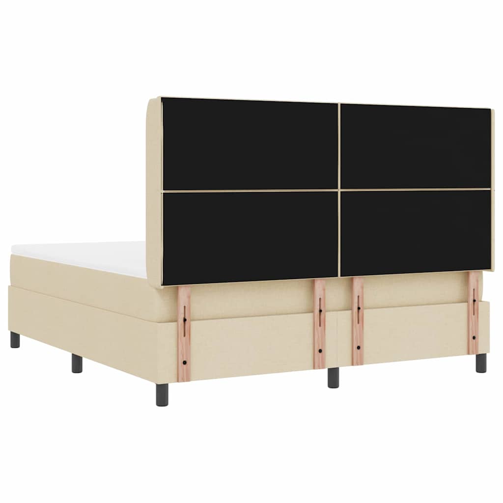 vidaXL Łóżko sprężynowe Z zagłówkiem Kremowy 180 x 200 cm tkanina