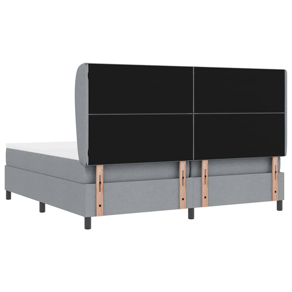 vidaXL Łóżko sprężynowe Z zagłówkiem Jasnoszary 200 x 200 cm tkanina