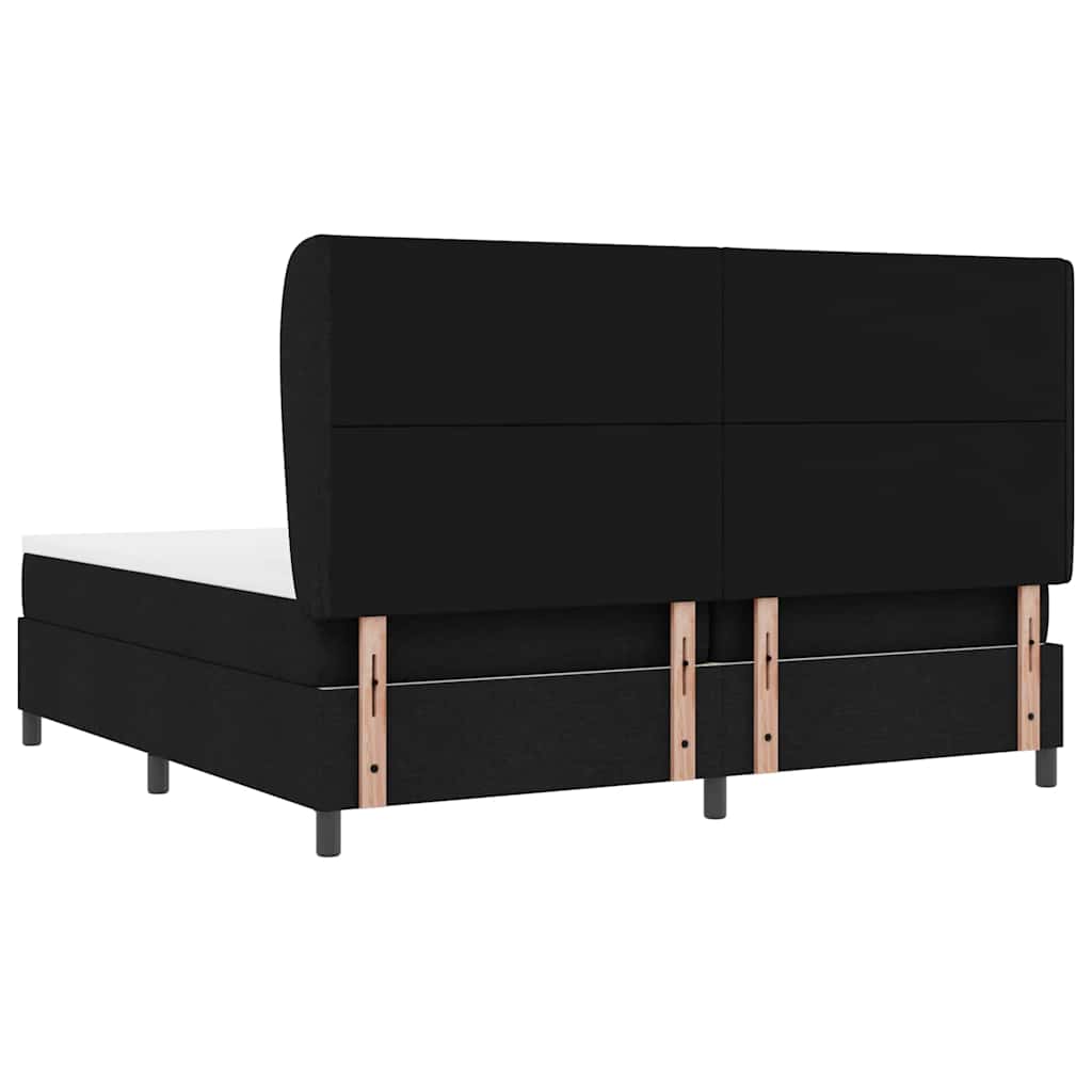 vidaXL Łóżko sprężynowe z materacem Czarny 200 x 200 cm tkanina