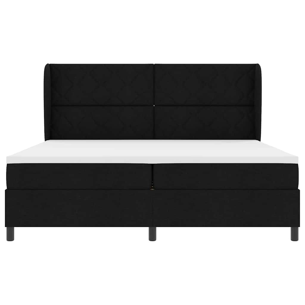vidaXL Łóżko sprężynowe z materacem Czarny 200 x 200 cm tkanina