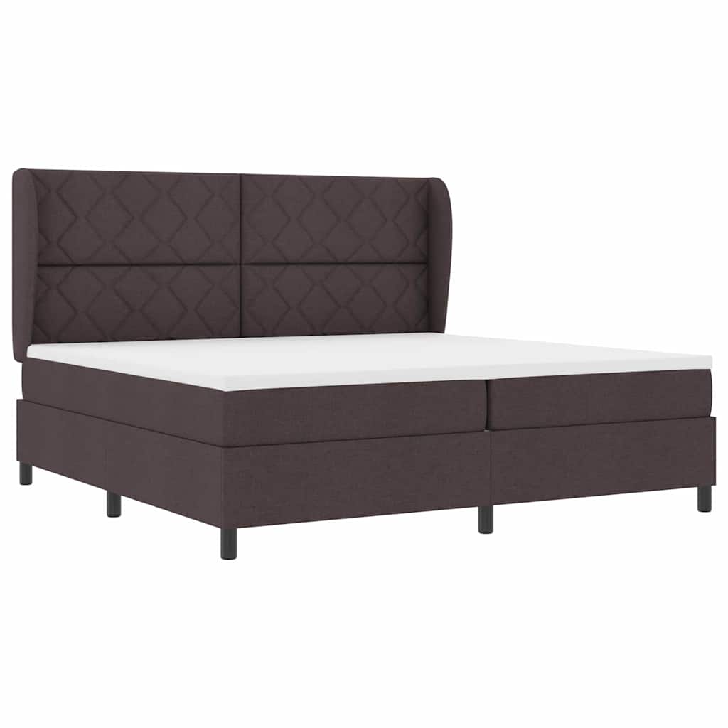vidaXL Łóżko sprężynowe z materacem ciemnobrązowy 200 x 200 cm tkanina