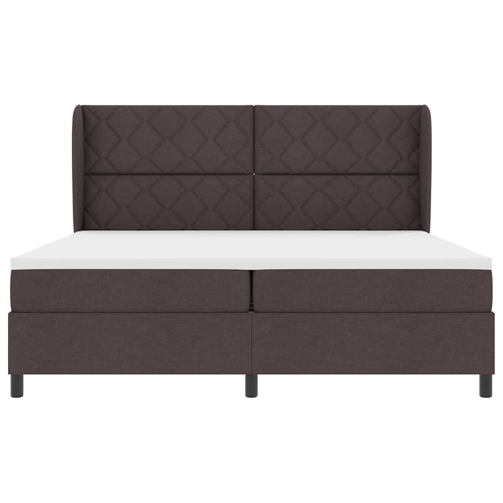 vidaXL Łóżko sprężynowe z materacem ciemnobrązowy 200 x 200 cm tkanina
