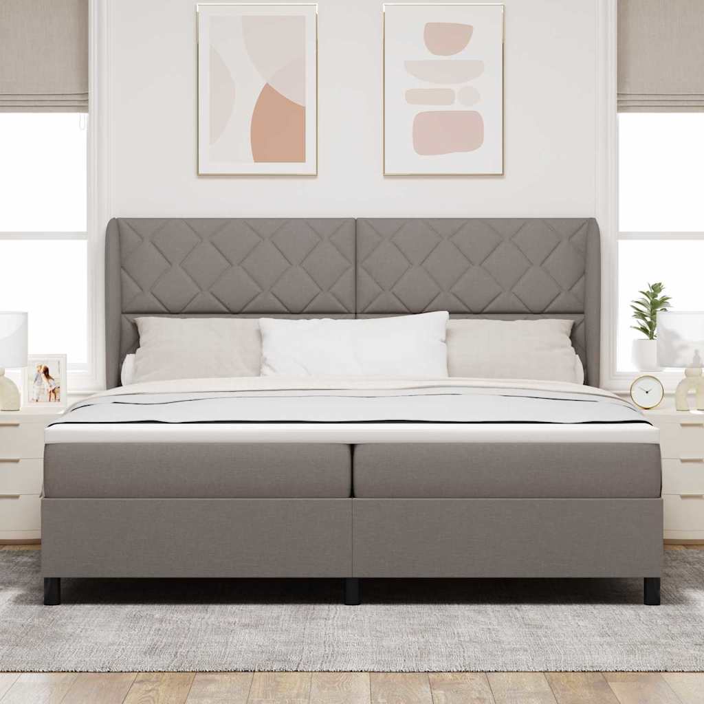 vidaXL Łóżko sprężynowe Z zagłówkiem Ciemnoszary 200 x 200 cm tkanina