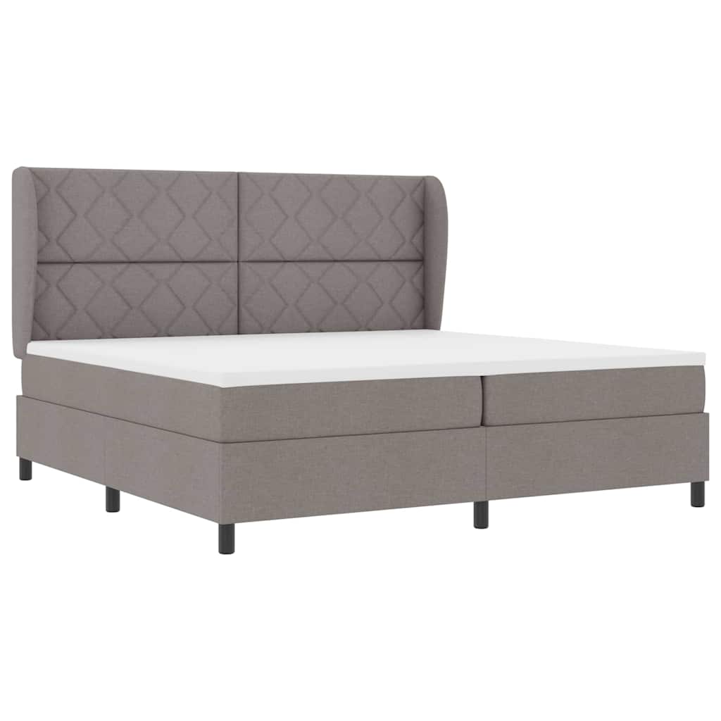 vidaXL Łóżko sprężynowe Z zagłówkiem Ciemnoszary 200 x 200 cm tkanina