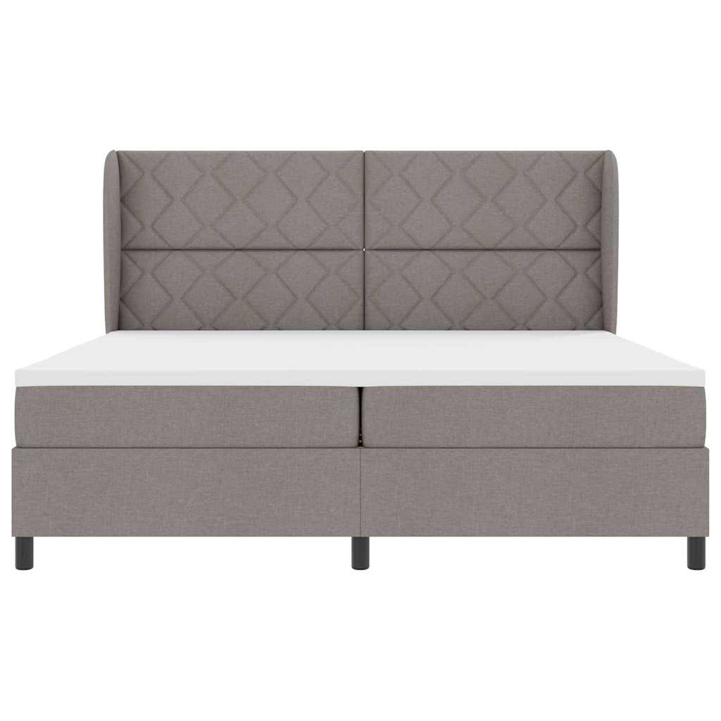 vidaXL Łóżko sprężynowe Z zagłówkiem Ciemnoszary 200 x 200 cm tkanina