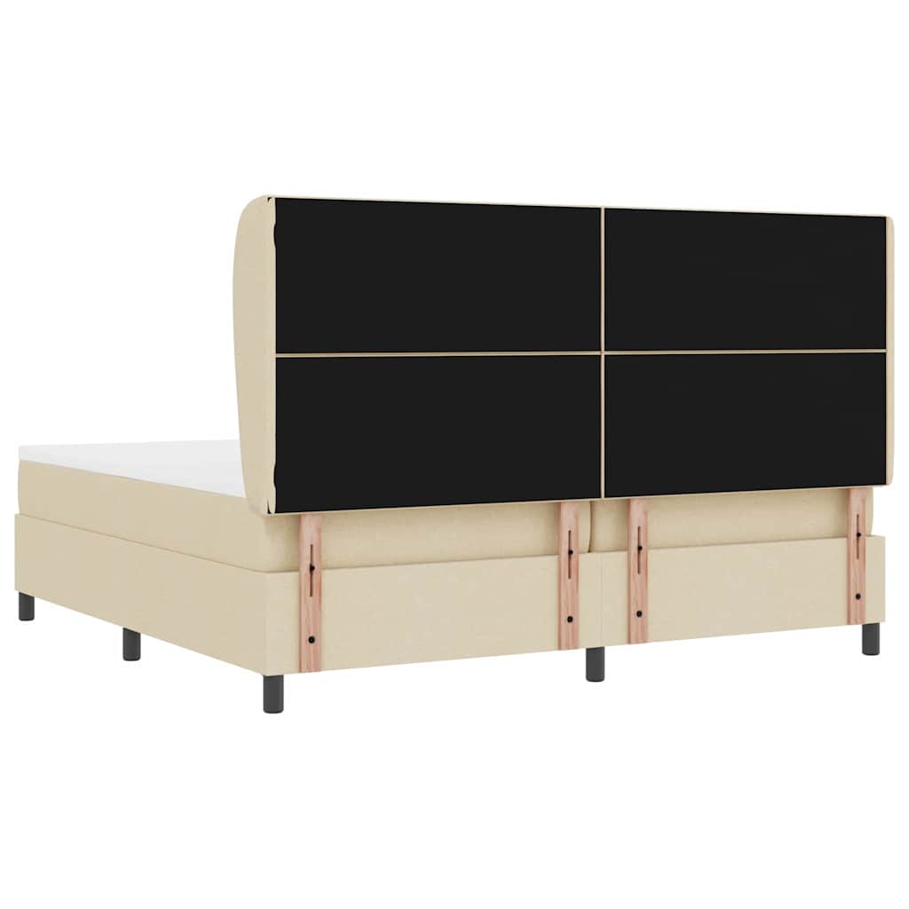 vidaXL Łóżko sprężynowe z materacem Kremowy 200 x 200 cm tkanina
