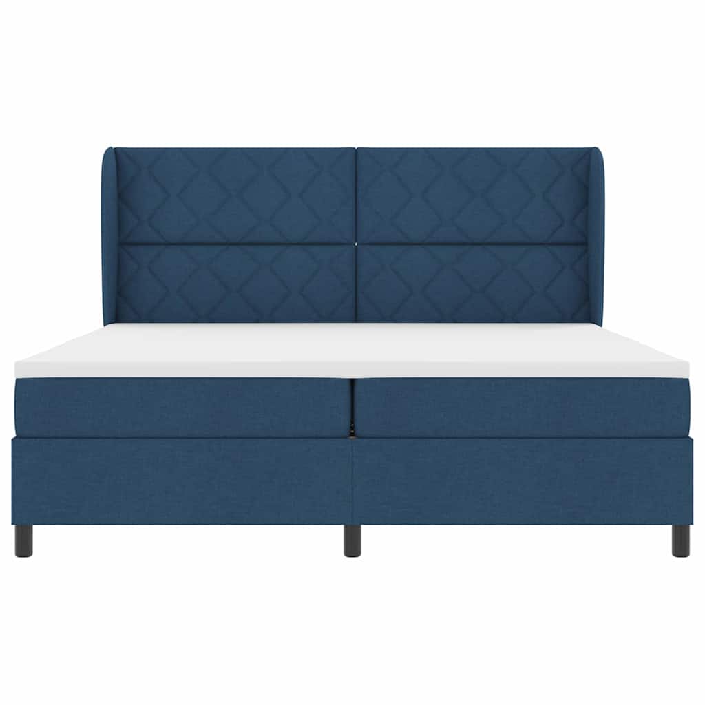 vidaXL Łóżko sprężynowe z materacem Niebieski 200 x 200 cm tkanina