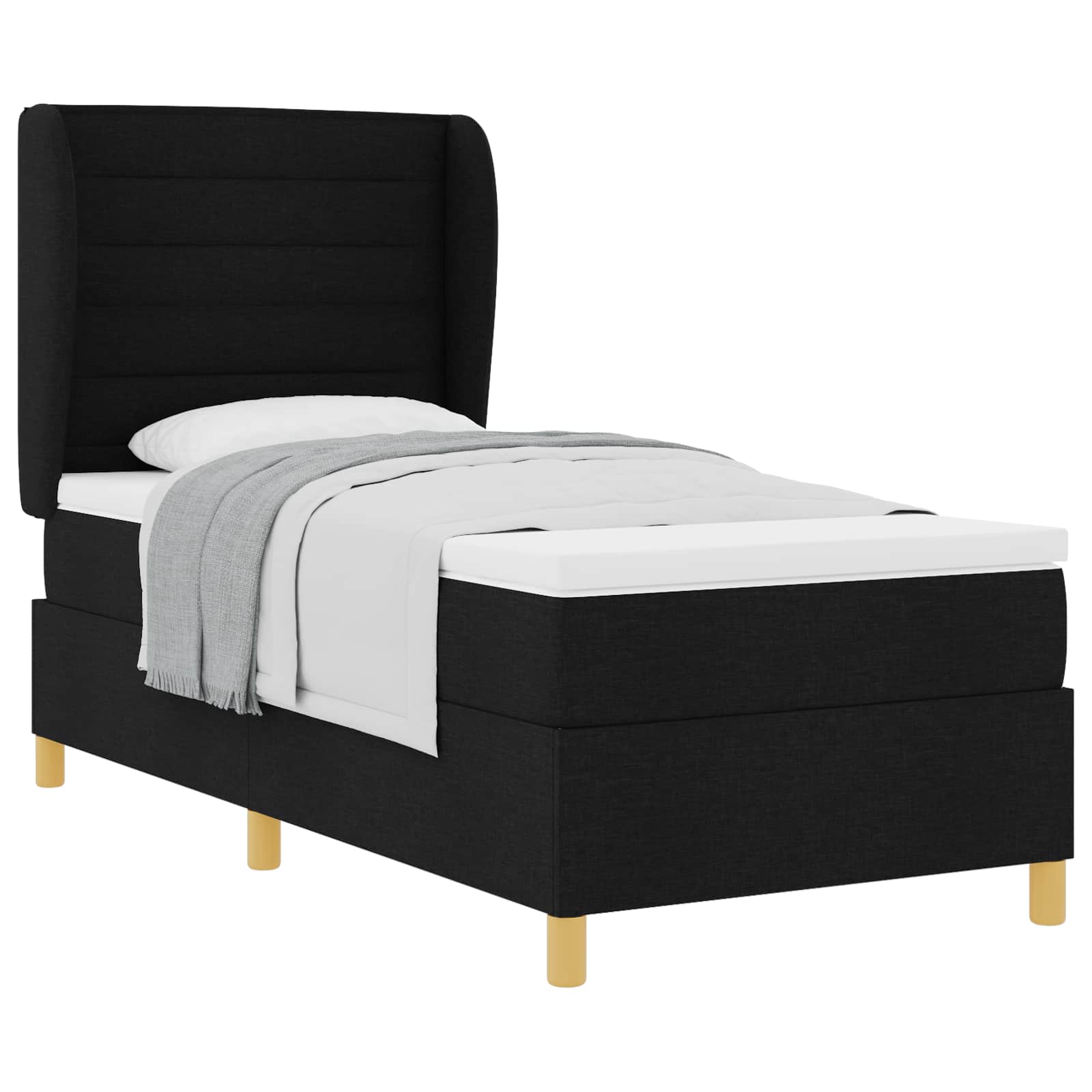 vidaXL Łóżko sprężynowe z materacem Czarny 200 x 80 cm tkanina