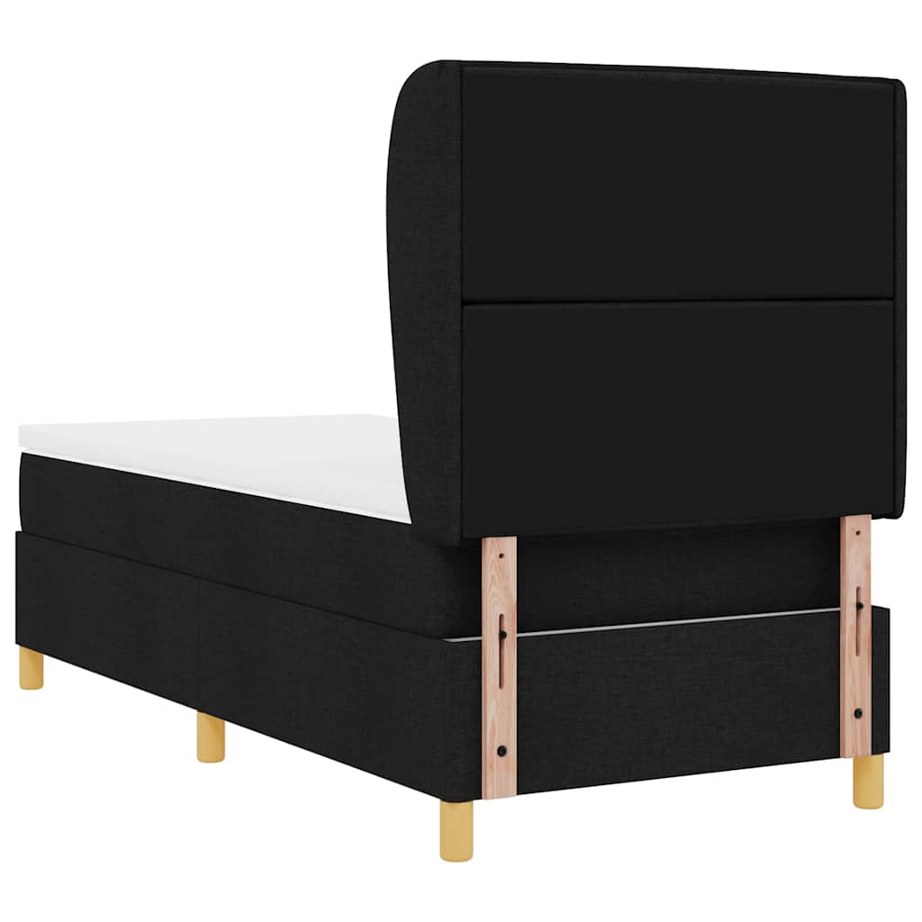 vidaXL Łóżko sprężynowe z materacem Czarny 200 x 80 cm tkanina