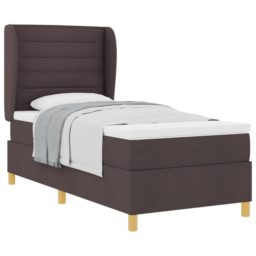vidaXL Łóżko sprężynowe z materacem Ciemny brąz 200 x 80 cm tkanina