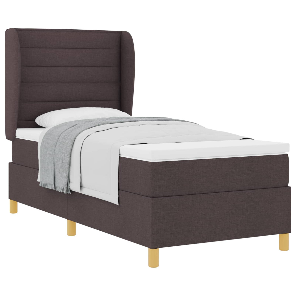 vidaXL Łóżko sprężynowe z materacem Ciemny brąz 200 x 80 cm tkanina