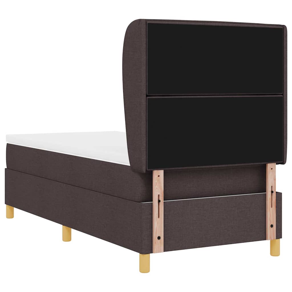 vidaXL Łóżko sprężynowe z materacem Ciemny brąz 200 x 80 cm tkanina