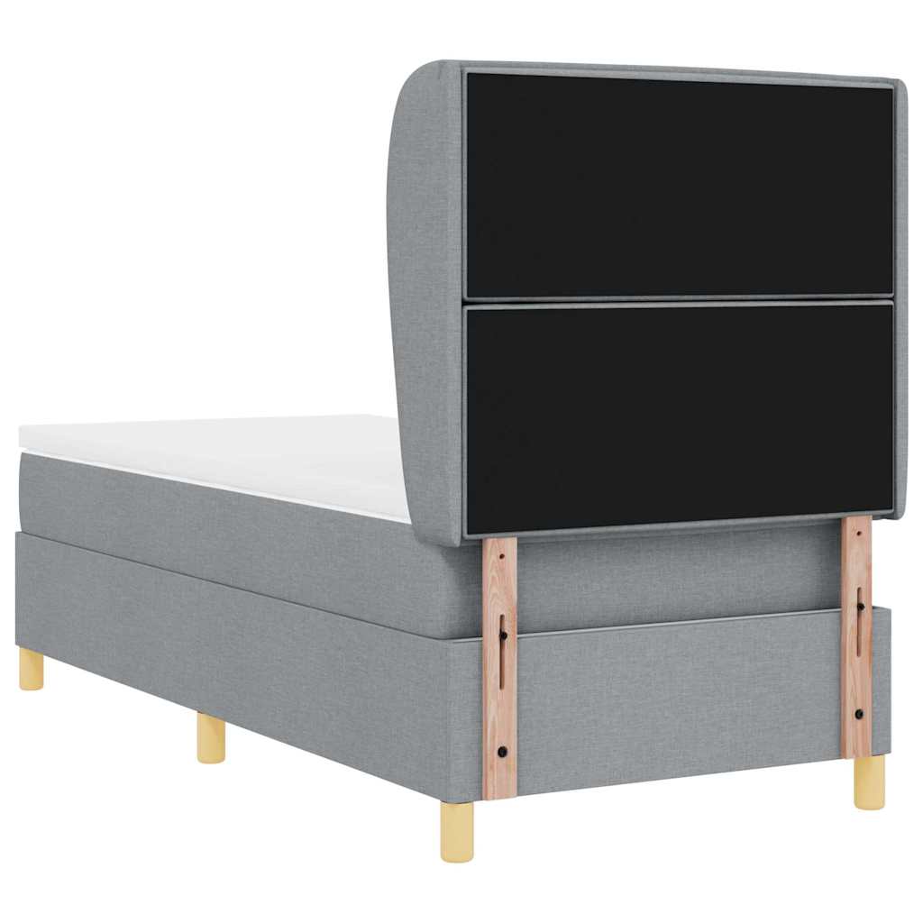 vidaXL Łóżko sprężynowe z materacem Jasnoszary 200 x 90 cm tkanina