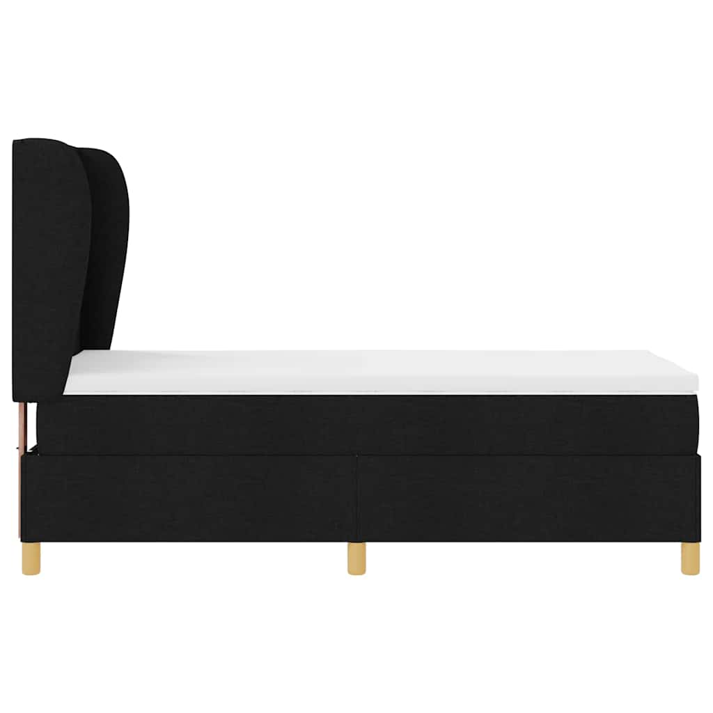vidaXL Łóżko sprężynowe z materacem Czarny 200 x 90 cm tkanina