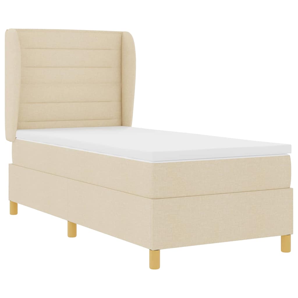 vidaXL Łóżko sprężynowe z materacem Kremowy 200 x 90 cm tkanina