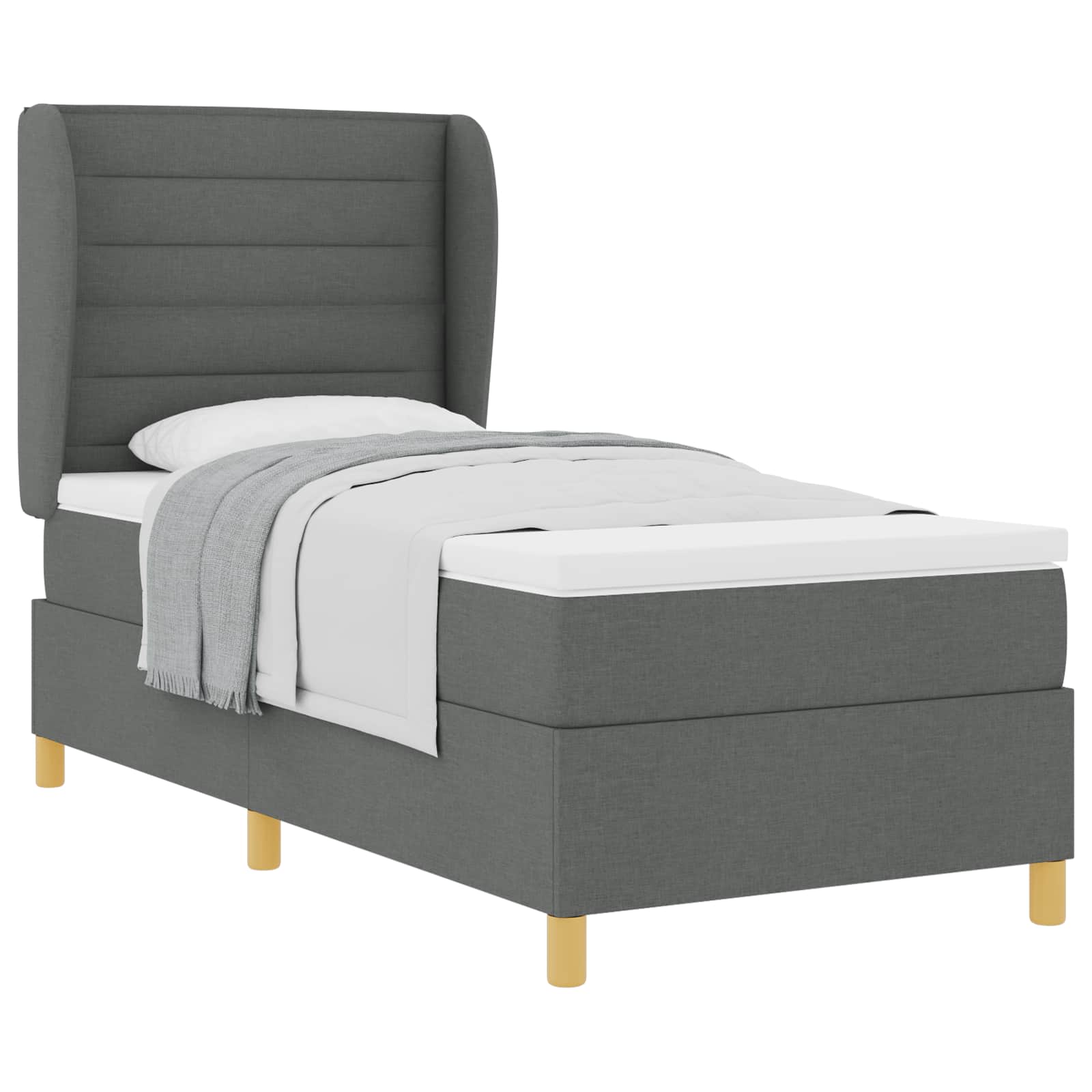 vidaXL Łóżko sprężynowe z ciemnoszarym materacem 90x190 cm tkanina