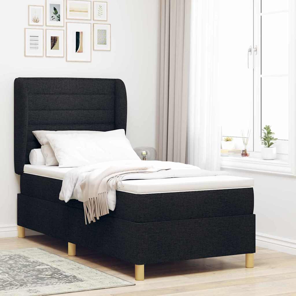 vidaXL Łóżko sprężynowe z materacem Czarny 200 x 100 cm tkanina