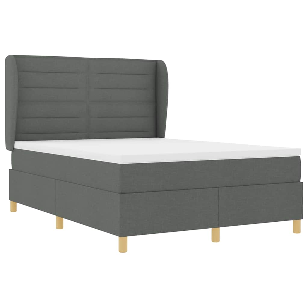 vidaXL Łóżko sprężynowe z materacem Ciemnoszary 200 x 140 cm tkanina