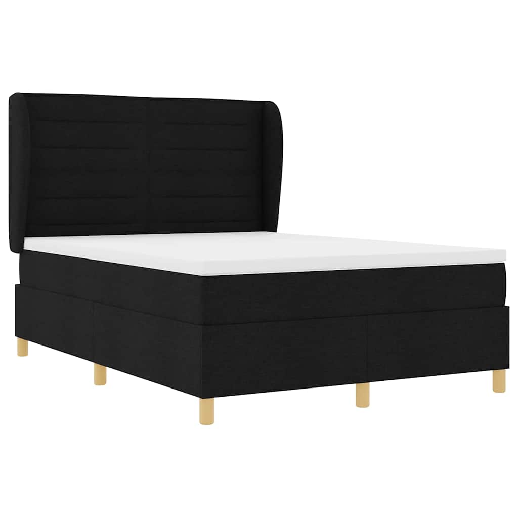 vidaXL Łóżko sprężynowe z materacem Czarny 200 x 140 cm tkanina