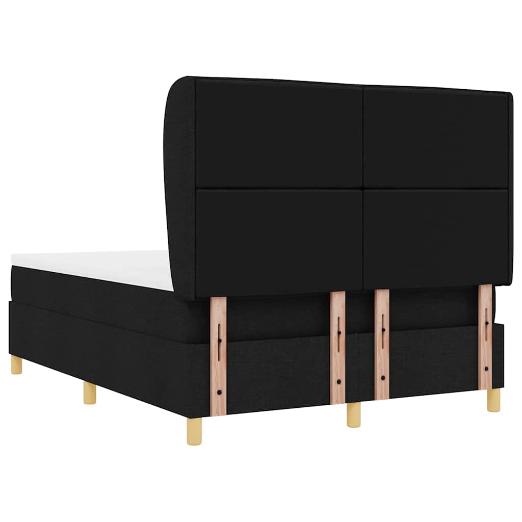vidaXL Łóżko sprężynowe z materacem Czarny 200 x 140 cm tkanina