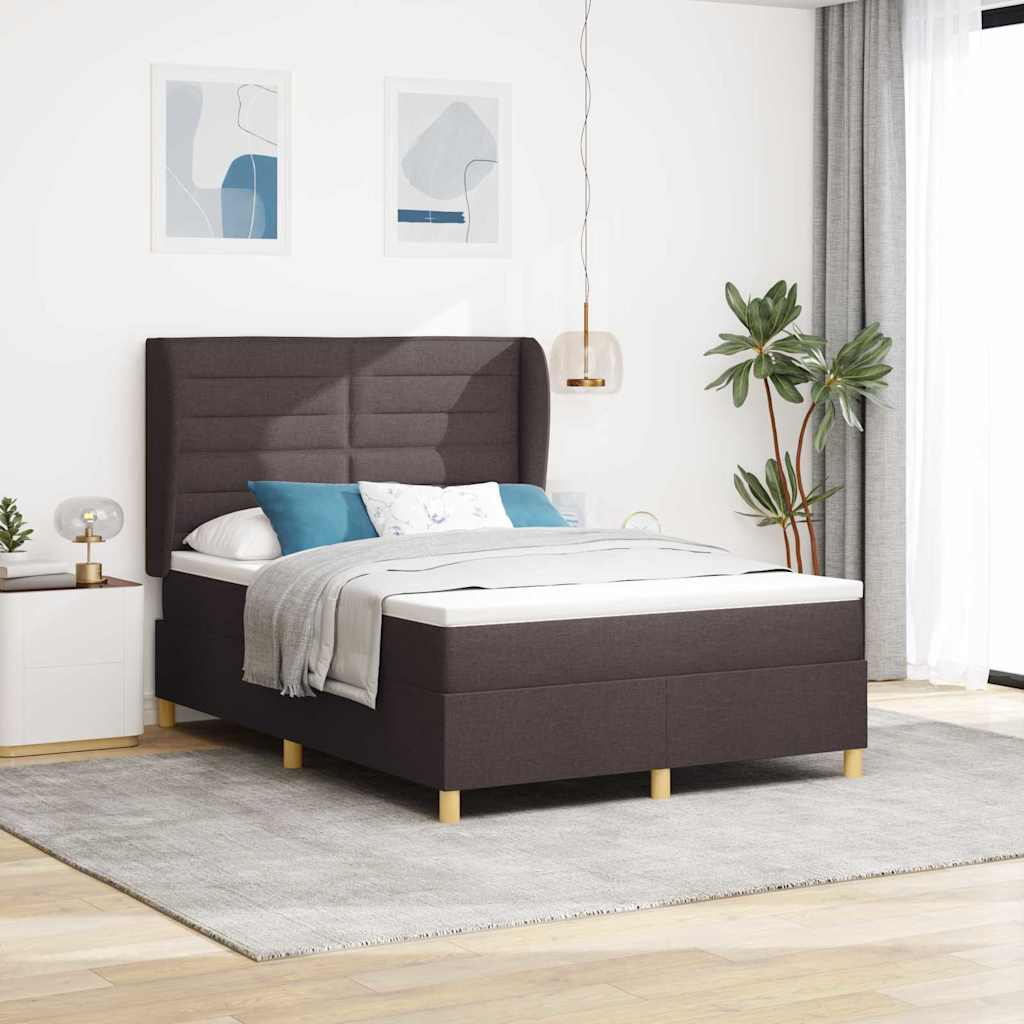vidaXL Łóżko sprężynowe z materacem Ciemny brąz 200 x 160 cm tkanina