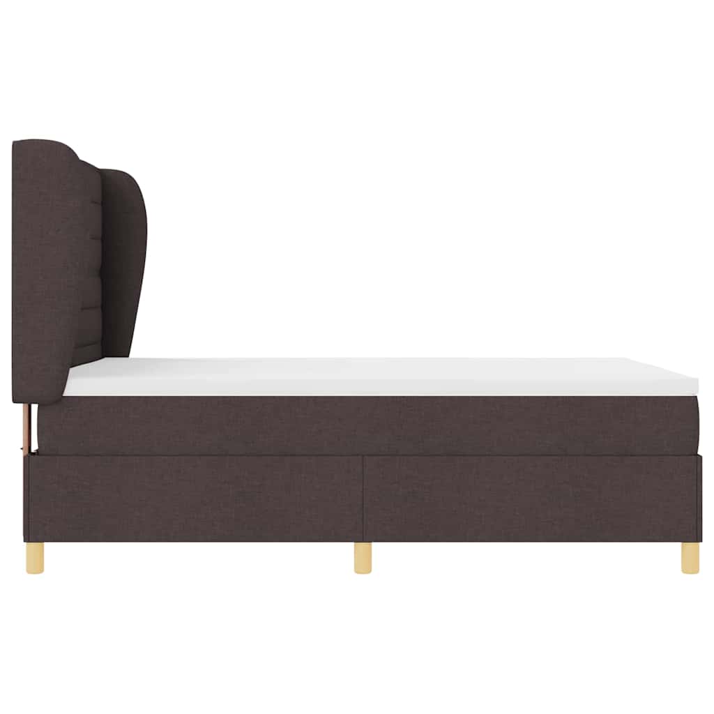 vidaXL Łóżko sprężynowe z materacem Ciemny brąz 200 x 160 cm tkanina