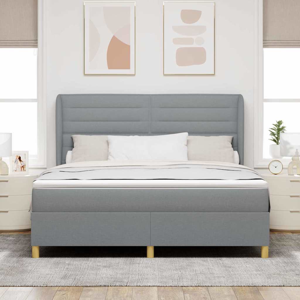 vidaXL Łóżko sprężynowe z materacem Jasnoszary 200 x 180 cm tkanina