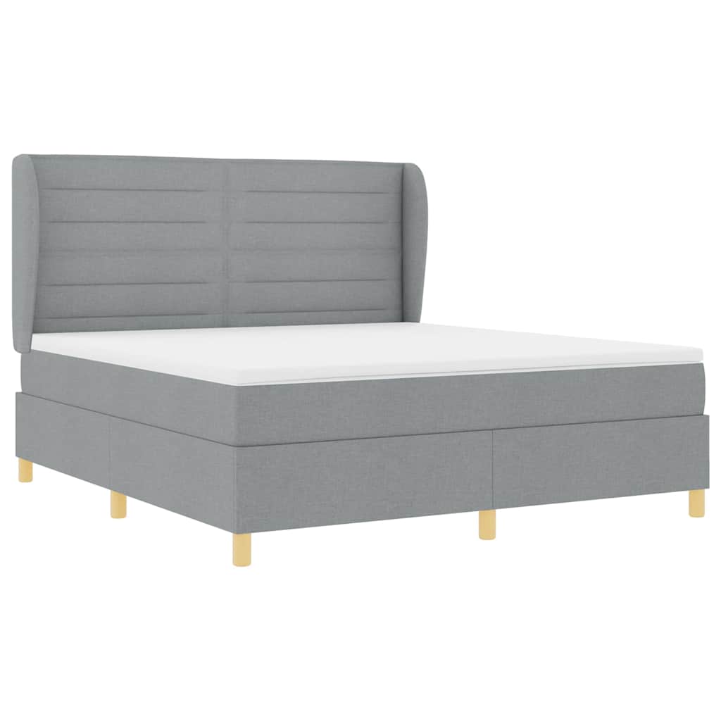 vidaXL Łóżko sprężynowe z materacem Jasnoszary 200 x 180 cm tkanina