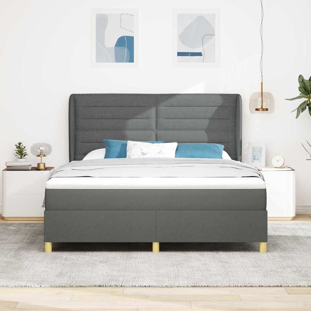 vidaXL Łóżko sprężynowe z materacem Ciemnoszary 200 x 180 cm tkanina
