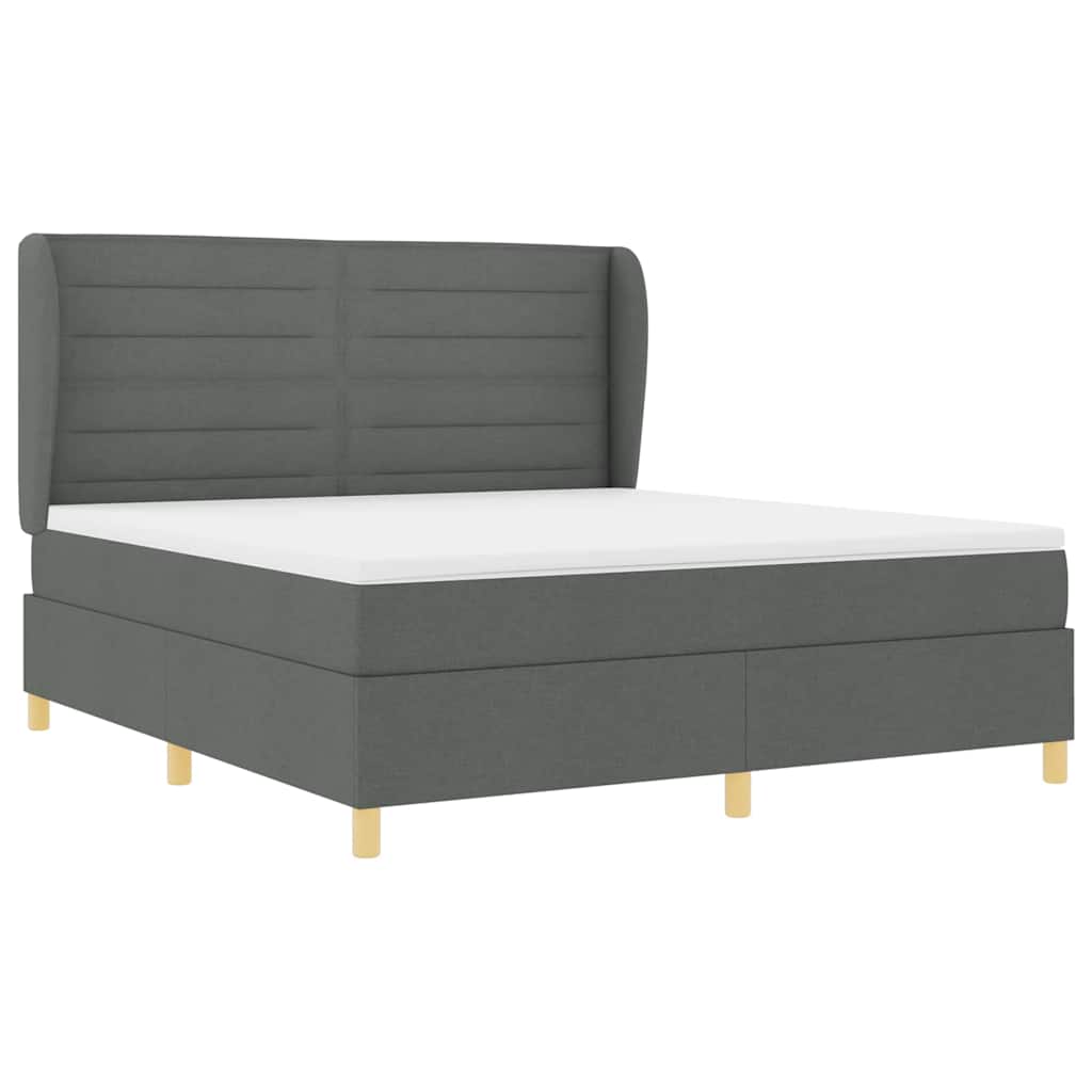 vidaXL Łóżko sprężynowe z materacem Ciemnoszary 200 x 180 cm tkanina