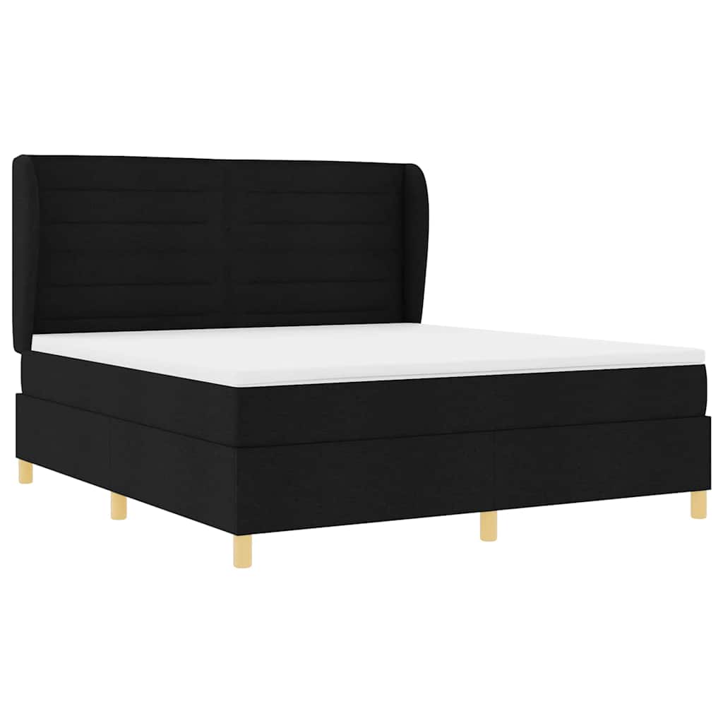 vidaXL Łóżko sprężynowe Z zagłówkiem Czarny 200 x 180 cm tkanina