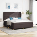 vidaXL Łóżko sprężynowe z materacem Ciemny brąz 200 x 180 cm tkanina