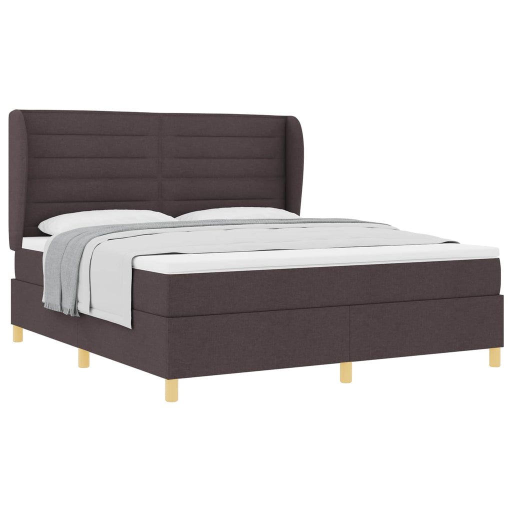 vidaXL Łóżko sprężynowe z materacem Ciemny brąz 200 x 180 cm tkanina