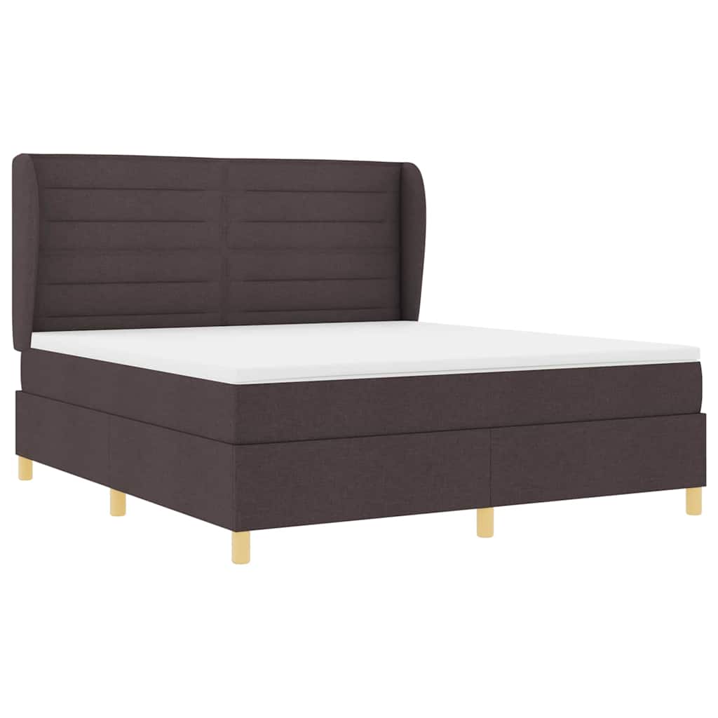 vidaXL Łóżko sprężynowe z materacem Ciemny brąz 200 x 180 cm tkanina