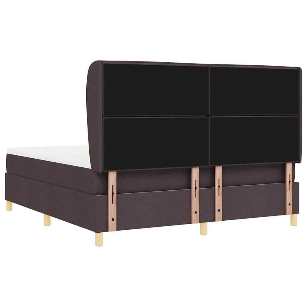 vidaXL Łóżko sprężynowe z materacem Ciemny brąz 200 x 180 cm tkanina