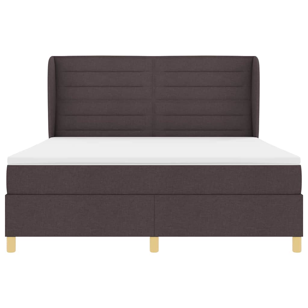 vidaXL Łóżko sprężynowe z materacem Ciemny brąz 200 x 180 cm tkanina