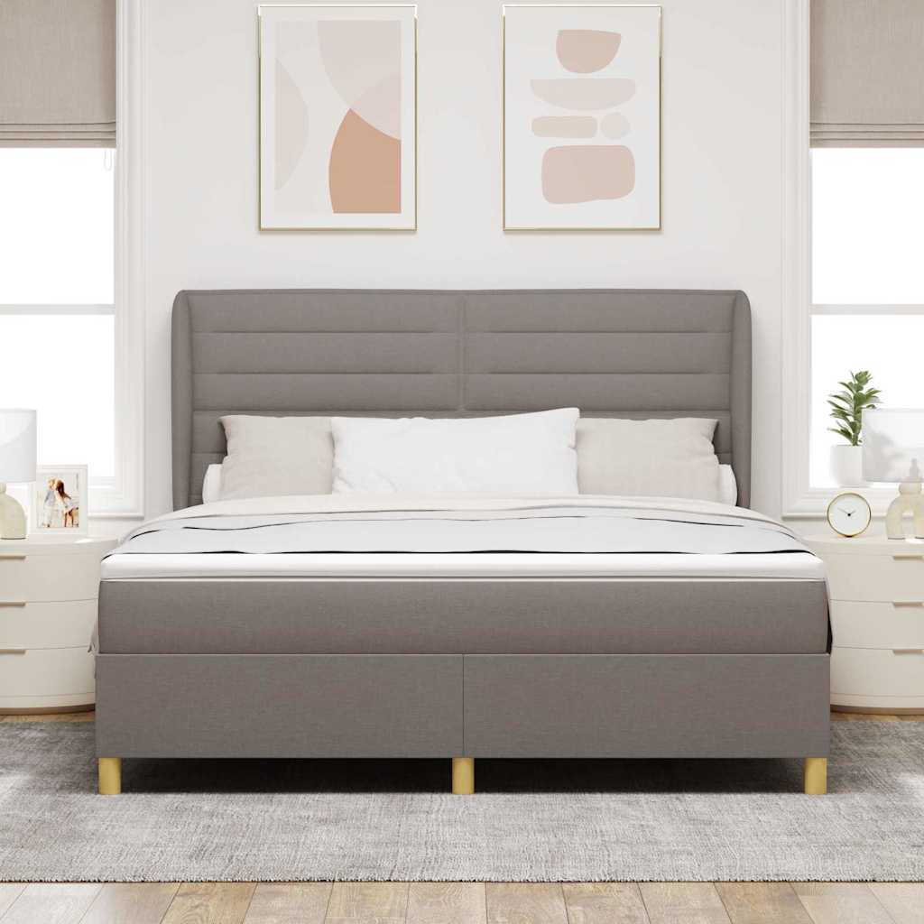 vidaXL Łóżko sprężynowe Z zagłówkiem Ciemnoszary 200 x 180 cm tkanina
