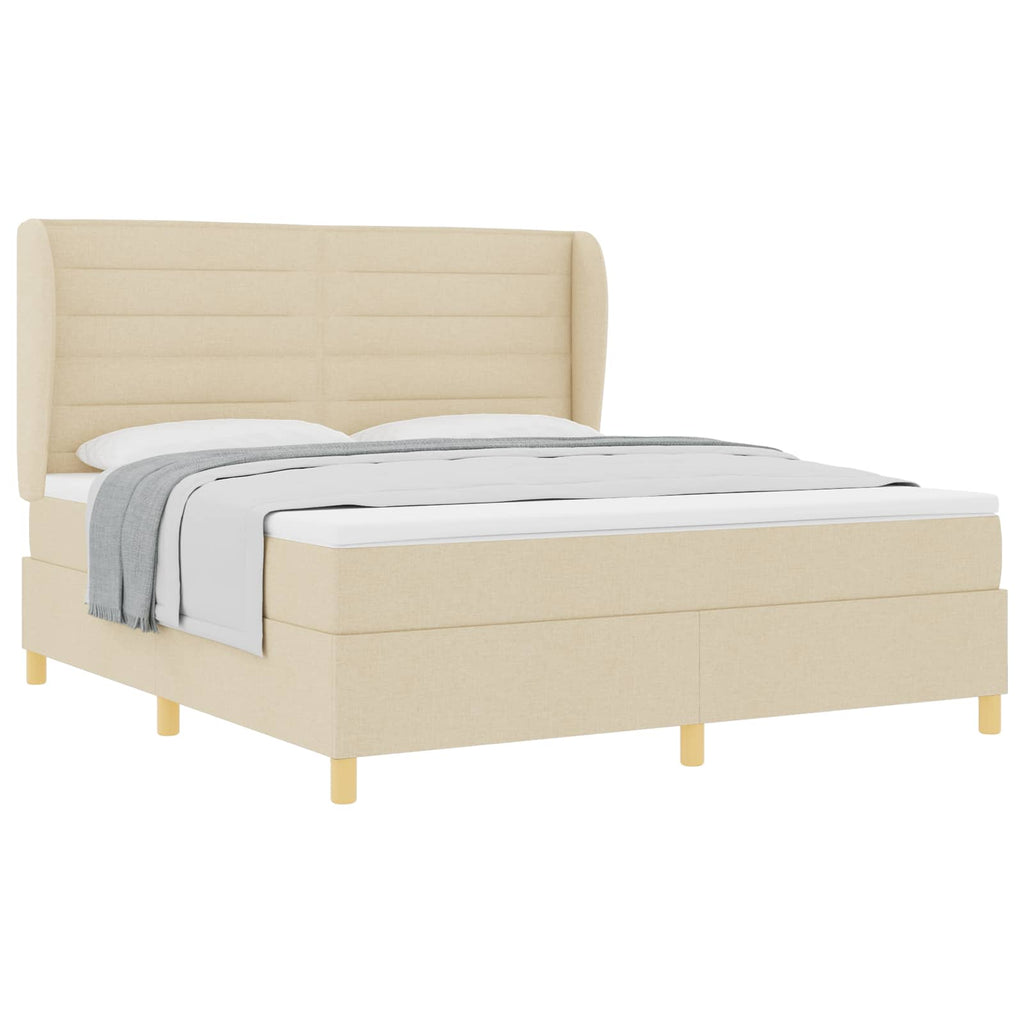 vidaXL Łóżko sprężynowe z materacem Kremowy 200 x 180 cm tkanina
