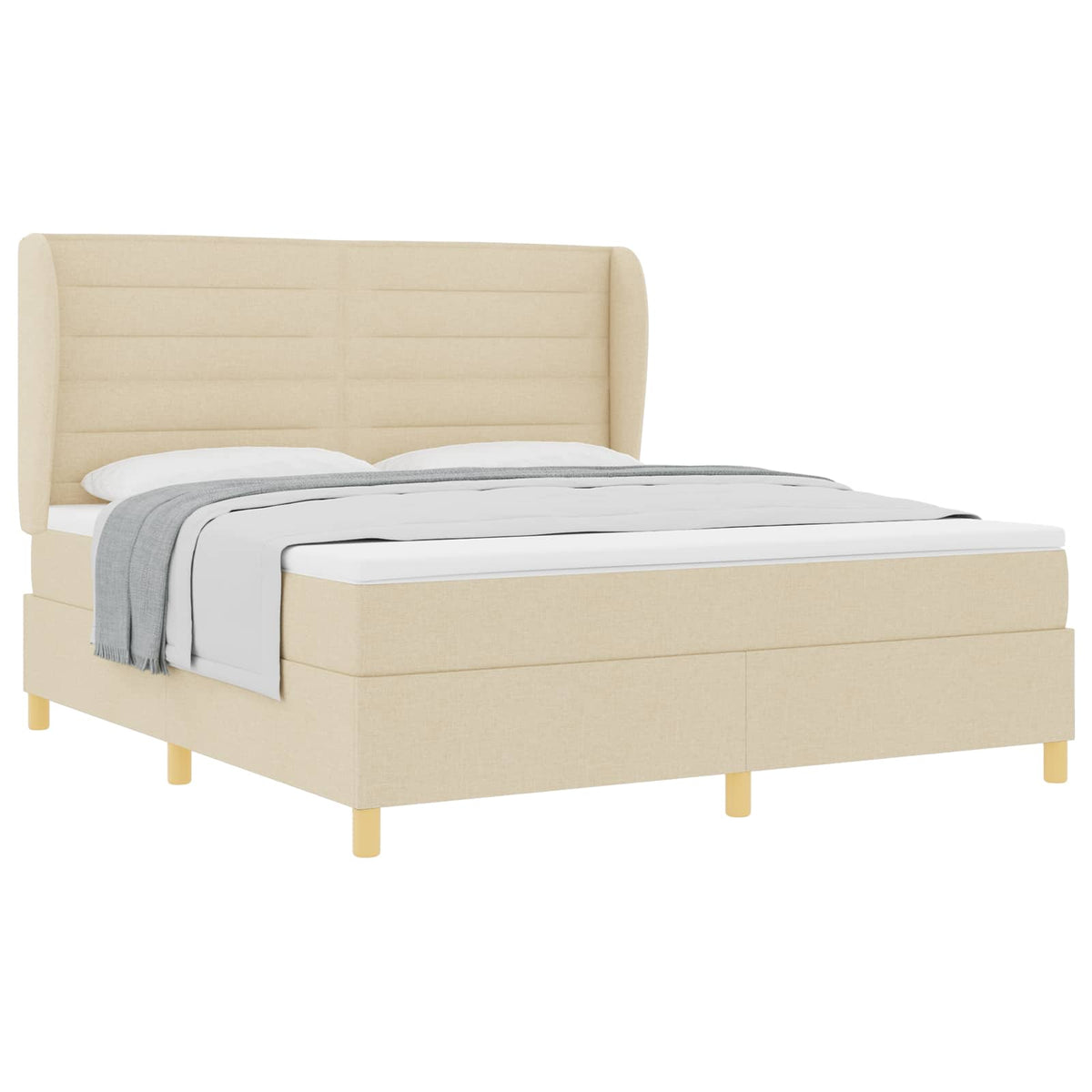 vidaXL Łóżko sprężynowe z materacem Kremowy 200 x 180 cm tkanina