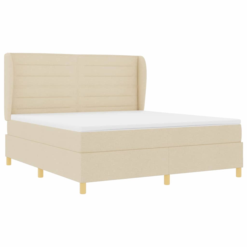 vidaXL Łóżko sprężynowe z materacem Kremowy 200 x 180 cm tkanina