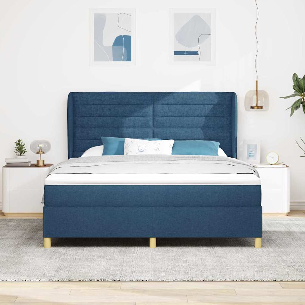 vidaXL Łóżko sprężynowe z materacem Niebieski 200 x 180 cm tkanina